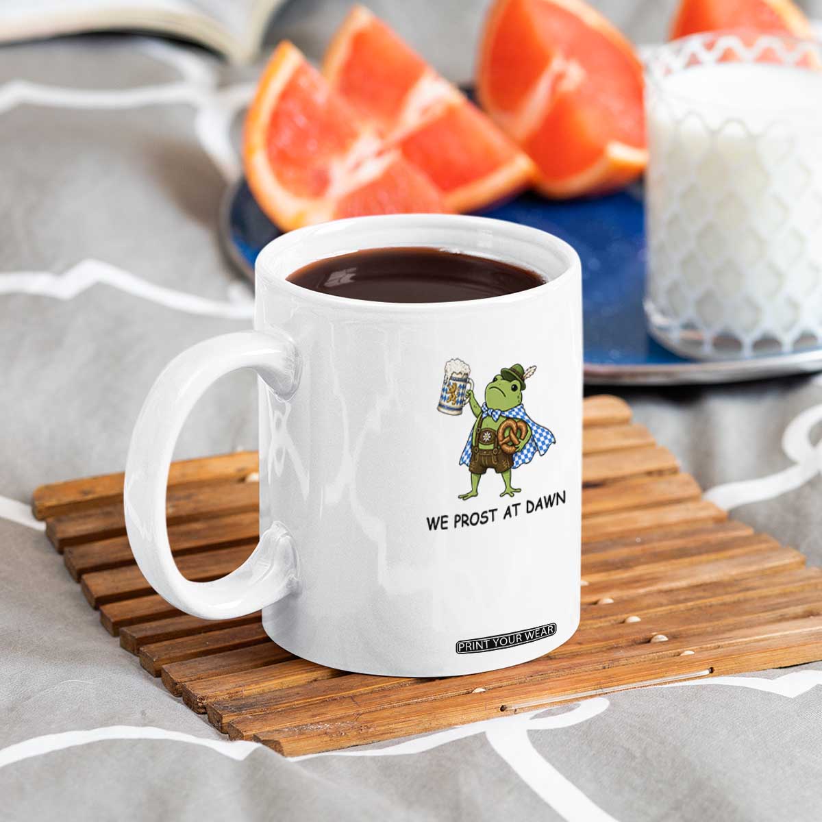 We Prost At Dawn Coffee Mug Funny Oktoberfest Frog Humor
