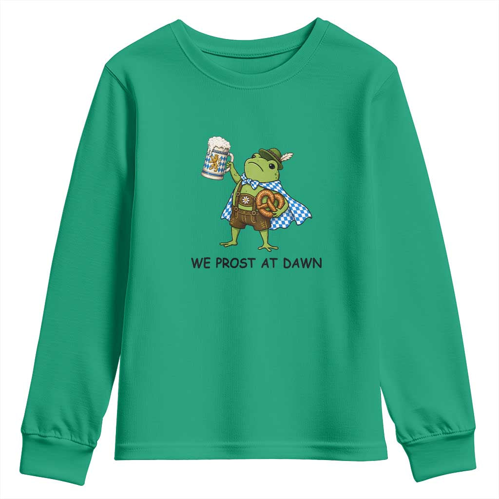 We Prost At Dawn Youth Sweatshirt Funny Oktoberfest Frog Humor