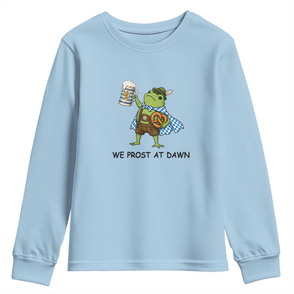 We Prost At Dawn Youth Sweatshirt Funny Oktoberfest Frog Humor