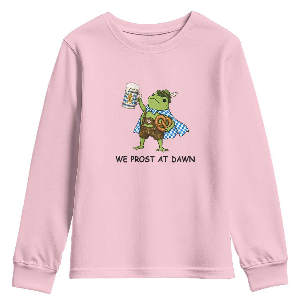 We Prost At Dawn Youth Sweatshirt Funny Oktoberfest Frog Humor