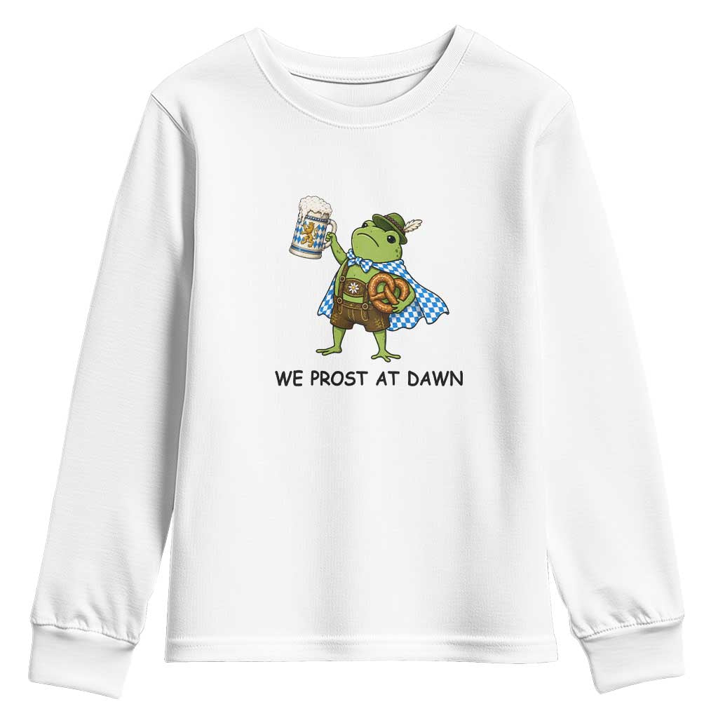 We Prost At Dawn Youth Sweatshirt Funny Oktoberfest Frog Humor