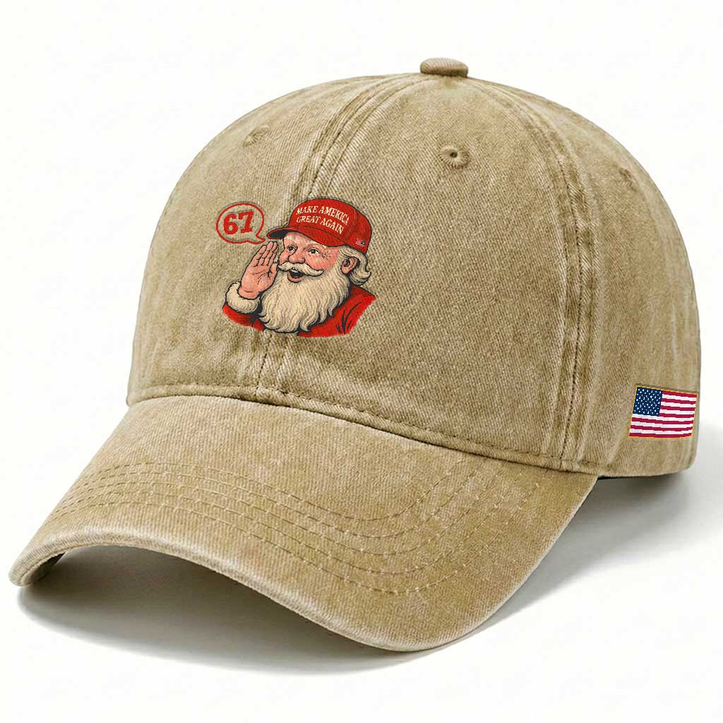 67 Six Seven Christmas Washed Cotton Baseball Cap Santa MAGA Hat Xmas TS14 Print Your Wear