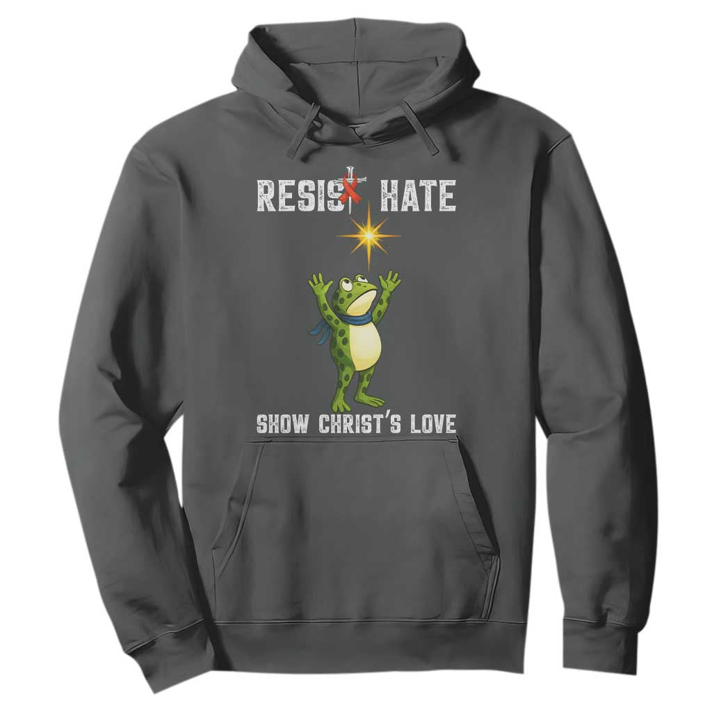 Resist Frog Hoodie Christian HIV Awareness Red Ribbon TS14 Dark Heather Print Your Wear