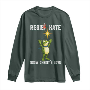 Resist Frog Long Sleeve Shirt Christian HIV Awareness Red Ribbon TS14 Dark Forest Green Print Your Wear