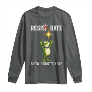 Resist Frog Long Sleeve Shirt Christian HIV Awareness Red Ribbon TS14 Dark Heather Print Your Wear