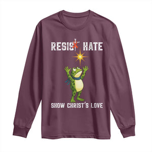 Resist Frog Long Sleeve Shirt Christian HIV Awareness Red Ribbon TS14 Maroon Print Your Wear
