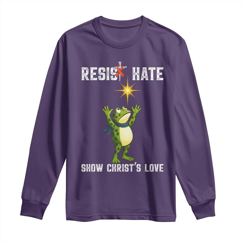 Resist Frog Long Sleeve Shirt Christian HIV Awareness Red Ribbon TS14 Purple Print Your Wear