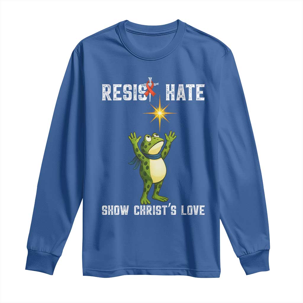 Resist Frog Long Sleeve Shirt Christian HIV Awareness Red Ribbon TS14 Royal Blue Print Your Wear