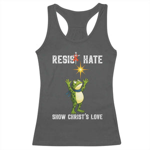 Resist Frog Racerback Tank Top Christian HIV Awareness Red Ribbon TS14 Dark Heather Print Your Wear