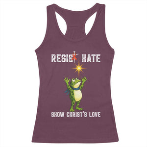Resist Frog Racerback Tank Top Christian HIV Awareness Red Ribbon TS14 Maroon Print Your Wear
