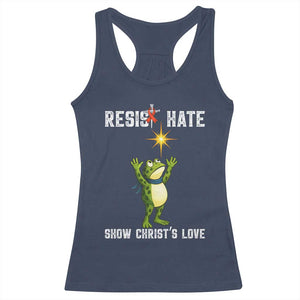Resist Frog Racerback Tank Top Christian HIV Awareness Red Ribbon TS14 Navy Print Your Wear