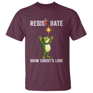 Resist Frog T Shirt Christian HIV Awareness Red Ribbon TS14 Maroon Print Your Wear