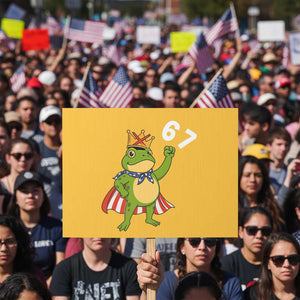 Resist Frog Protest Sign Super American 67 Six Seven Meme TS14 Horizontal 18" × 24" Yellow Print Your Wear