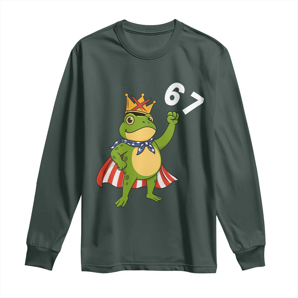 Resist Frog Long Sleeve Shirt Super American 67 Six Seven Meme TS14 Dark Forest Green Print Your Wear