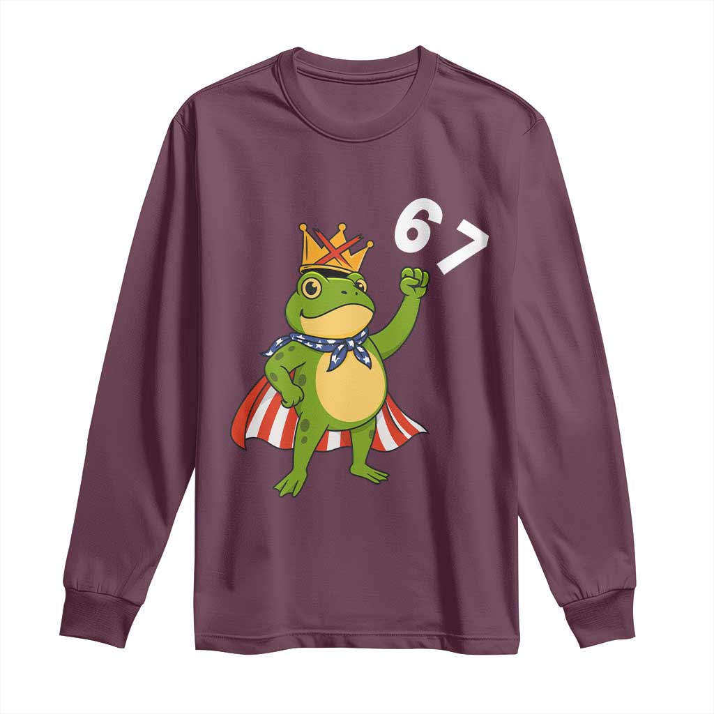 Resist Frog Long Sleeve Shirt Super American 67 Six Seven Meme TS14 Maroon Print Your Wear