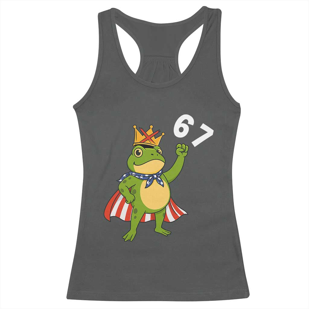 Resist Frog Racerback Tank Top Super American 67 Six Seven Meme TS14 Dark Heather Print Your Wear
