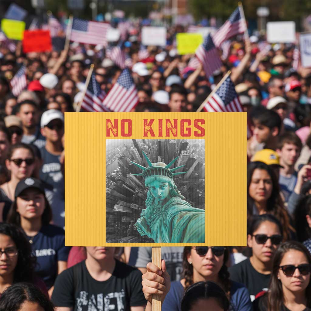 No Kings Protest Sign Statue of Liberty Selfie Freedom TS14 Horizontal 18