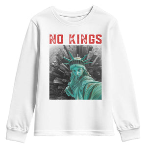 No Kings Youth Sweatshirt Statue of Liberty Selfie Freedom TS14 White Print Your Wear