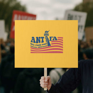 Antifa Fascism Patriotic Protest Sign Antifascist Statue of Liberty TS14 Horizontal 18" × 24" Yellow Print Your Wear