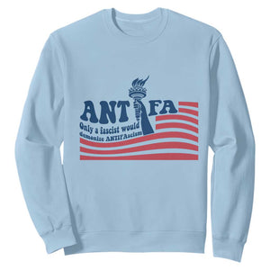Antifa Fascism Patriotic Sweatshirt Antifascist Statue of Liberty TS14 Light Blue Print Your Wear
