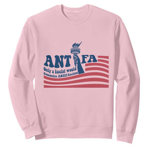 Antifa Fascism Patriotic Sweatshirt Antifascist Statue of Liberty TS14 Light Pink Print Your Wear