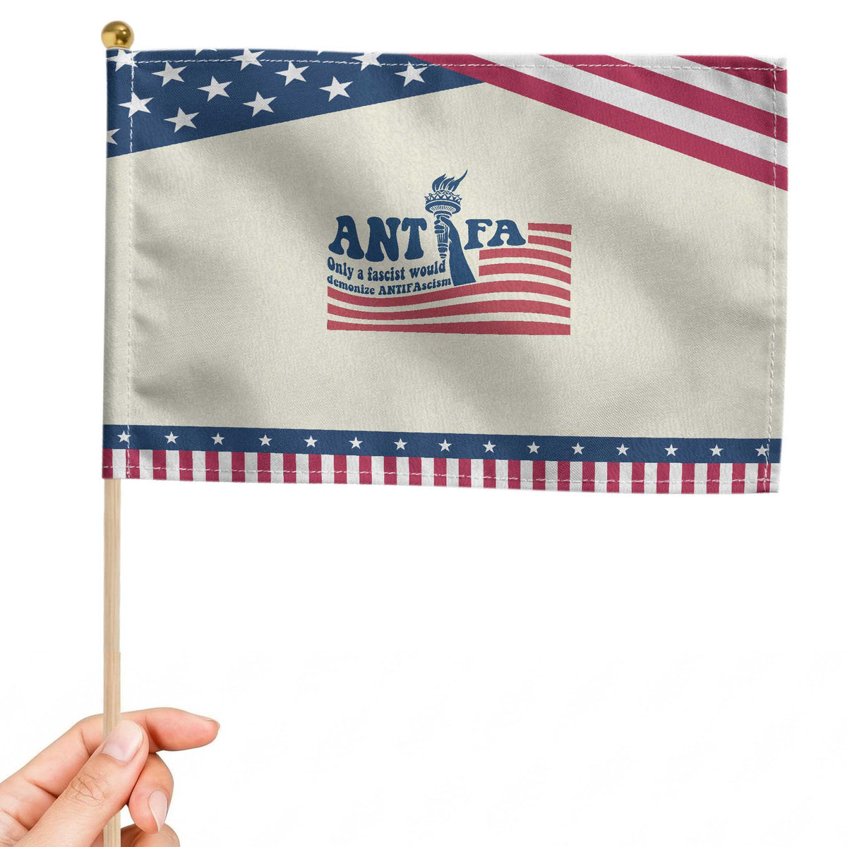 Antifa Fascism Patriotic Handheld Flag Antifascist Statue of Liberty TS14 Modern 8.2