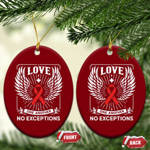 Red Ribbon Christian Ceramic Ornament Cross Minimal Faith HIV Awareness Religious TS14 Print Your Wear