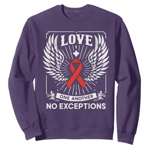 Red Ribbon Christian Sweatshirt Cross Minimal Faith HIV Awareness Religious TS14 Purple Print Your Wear