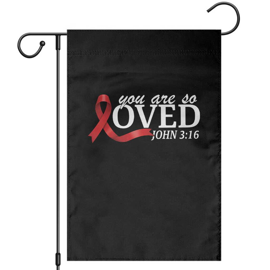Red Ribbon Christian Garden Flag Cross Bible Verse Inspirational Religious Faith TS14 Black Print Your Wear