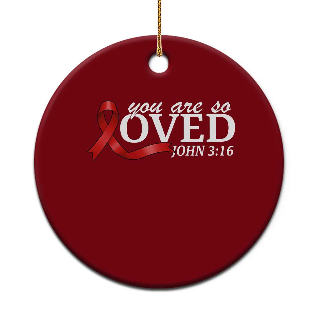 Red Ribbon Christian Ceramic Ornament Cross Bible Verse Inspirational Religious Faith TS14 1pc Red Print Your Wear