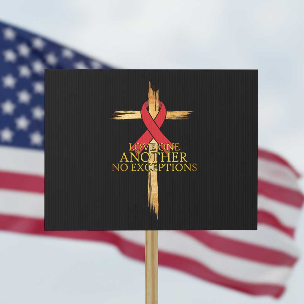 Red Ribbon Christian Protest Sign Cross Bible Verse TS14 Horizontal 18