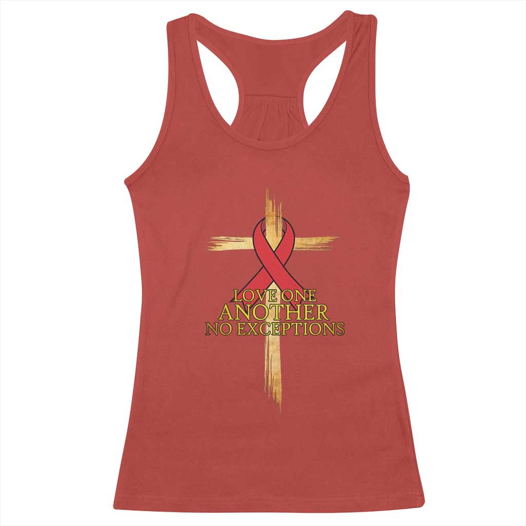 Red Ribbon Christian Racerback Tank Top Cross Bible Verse TS14 Red Print Your Wear