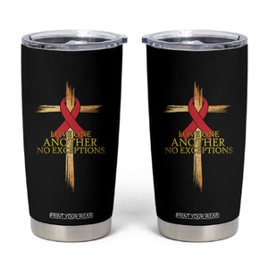 Red Ribbon Christian Tumbler Cup Cross Bible Verse TS14 Black Print Your Wear