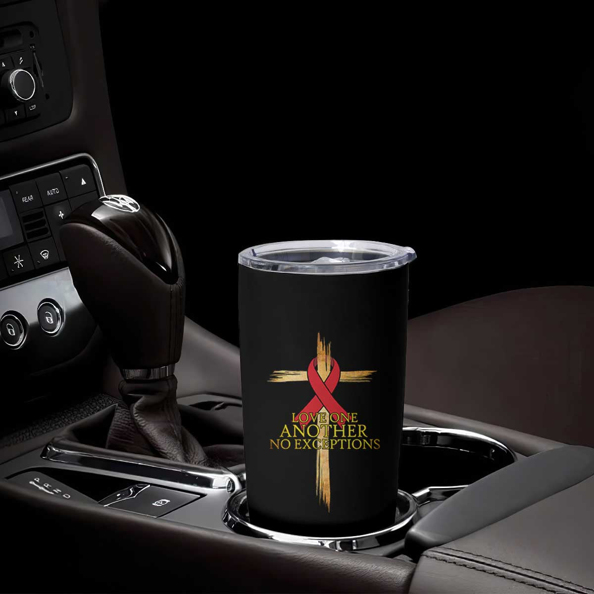 Red Ribbon Christian Tumbler Cup Cross Bible Verse TS14 Print Your Wear