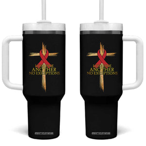Red Ribbon Christian Tumbler With Handle Cross Bible Verse TS14 One Size: 40 oz Black Print Your Wear