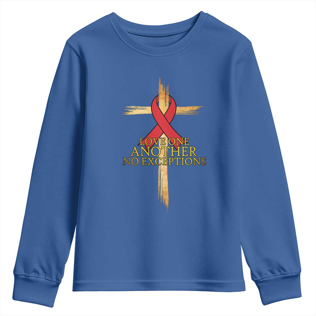 Red Ribbon Christian Youth Sweatshirt Cross Bible Verse TS14 Royal Blue Print Your Wear