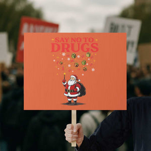 Santa Christmas Protest Sign AIDS Awwanrness Red Ribbon HIV Support TS14 Horizontal 18" × 24" Orange Print Your Wear