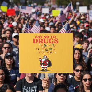 Santa Christmas Protest Sign AIDS Awwanrness Red Ribbon HIV Support TS14 Horizontal 18" × 24" Yellow Print Your Wear