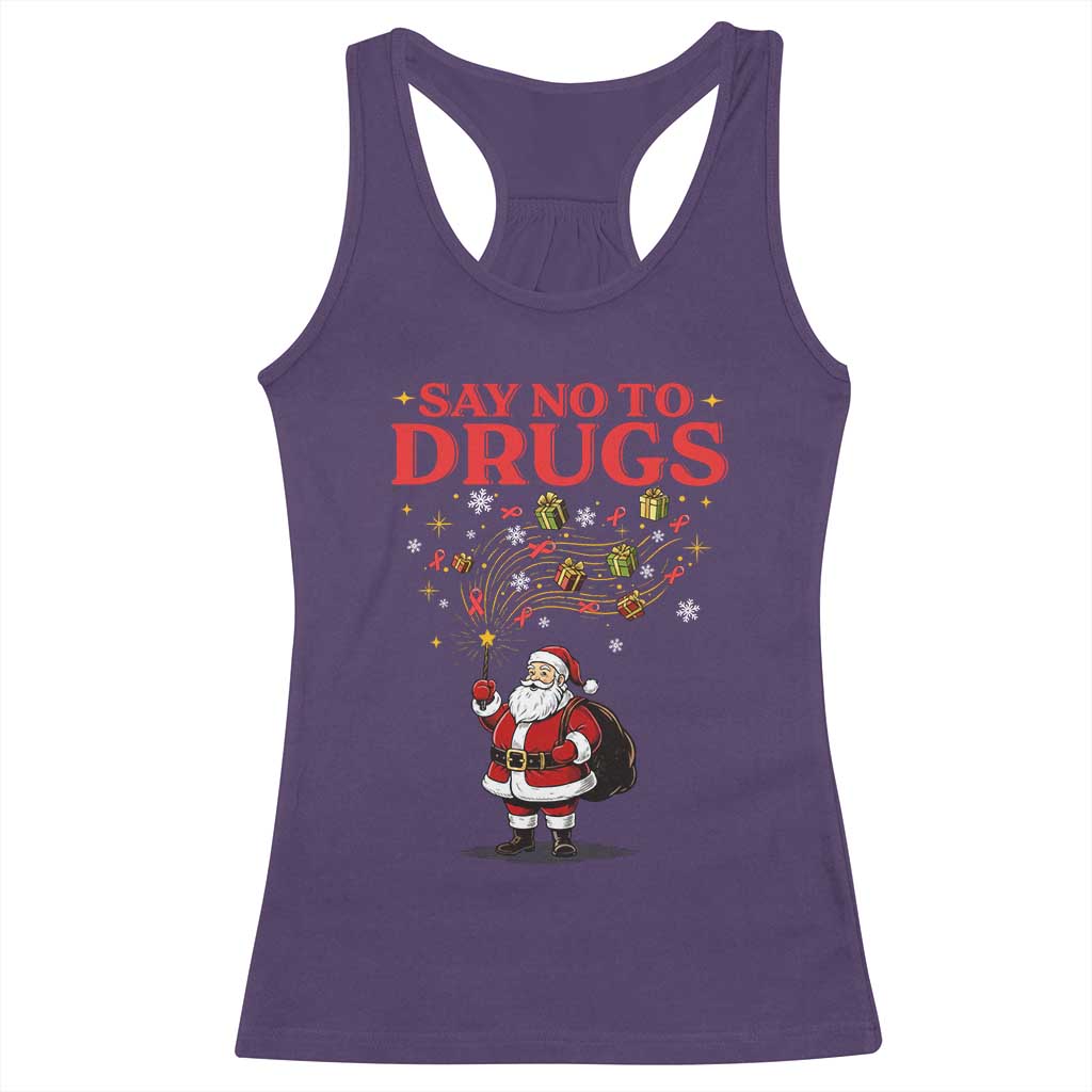 Santa Christmas Racerback Tank Top AIDS Awwanrness Red Ribbon HIV Support TS14 Purple Print Your Wear