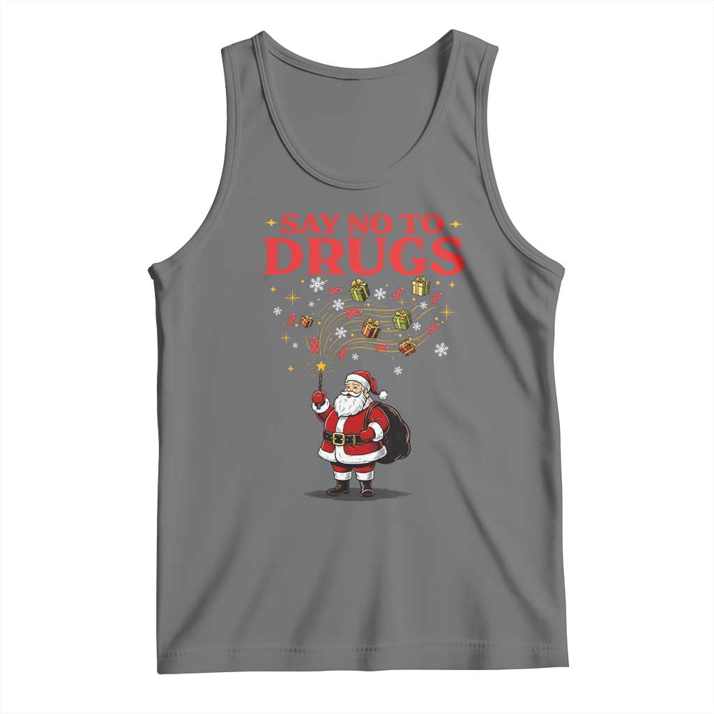 Santa Christmas Tank Top AIDS Awwanrness Red Ribbon HIV Support TS14 Black Heather Print Your Wear