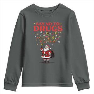 Santa Christmas Youth Sweatshirt AIDS Awwanrness Red Ribbon HIV Support TS14 Dark Heather Print Your Wear
