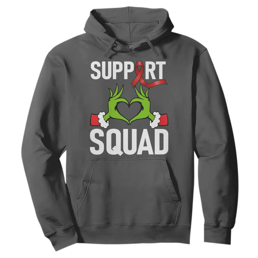 Red Ribbon AIDS Awareness Hoodie Elf Hand Christmas HIV Support TS14 Dark Heather Print Your Wear