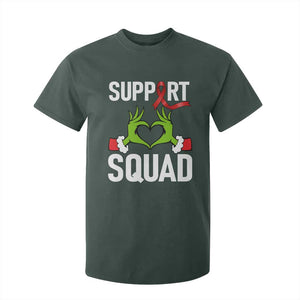 Red Ribbon AIDS Awareness T Shirt For Kid Elf Hand Christmas HIV Support TS14 Dark Forest Green Print Your Wear