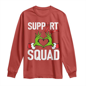 Red Ribbon AIDS Awareness Long Sleeve Shirt Elf Hand Christmas HIV Support TS14 Red Print Your Wear