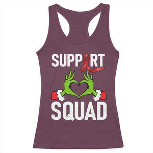 Red Ribbon AIDS Awareness Racerback Tank Top Elf Hand Christmas HIV Support TS14 Maroon Print Your Wear