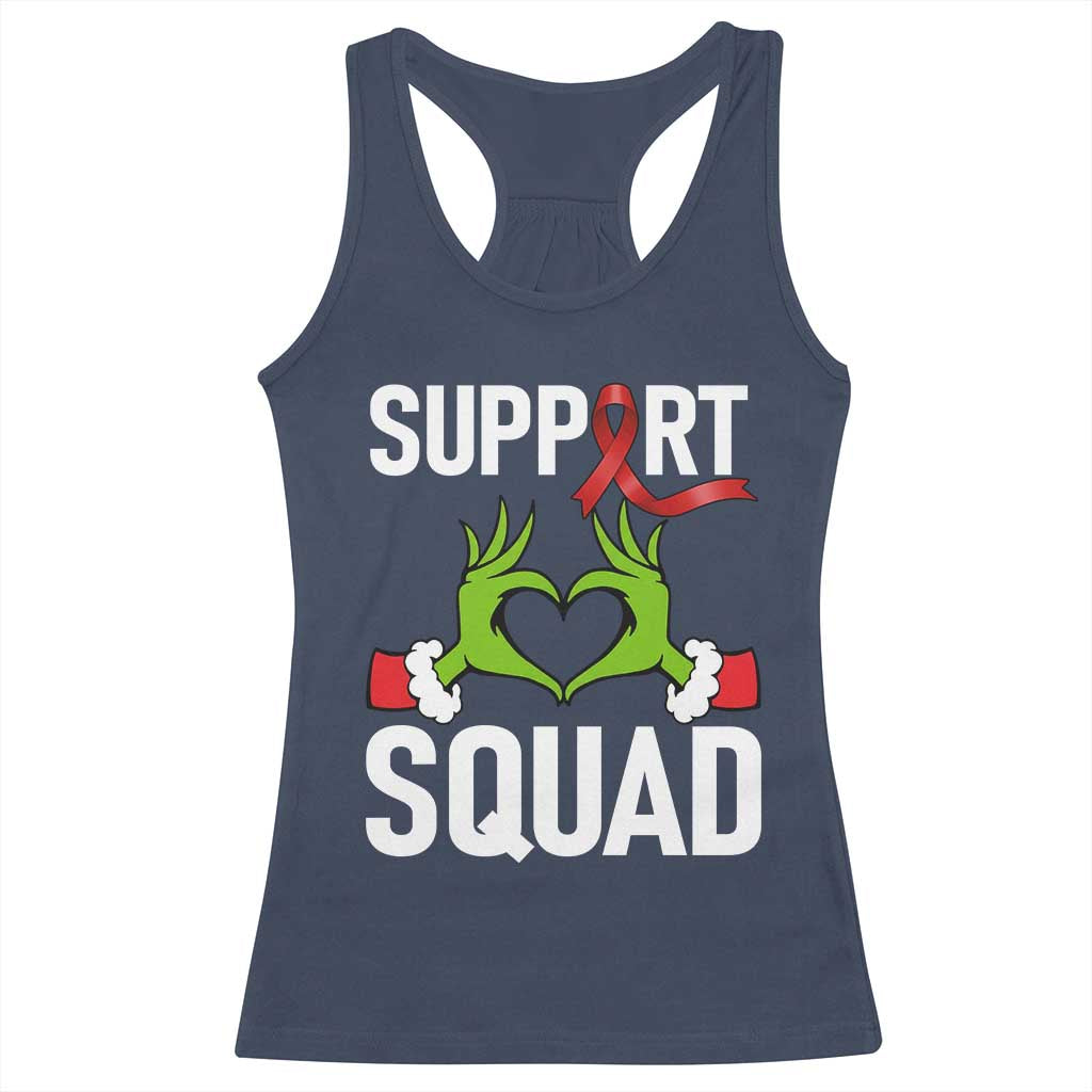 Red Ribbon AIDS Awareness Racerback Tank Top Elf Hand Christmas HIV Support TS14 Navy Print Your Wear