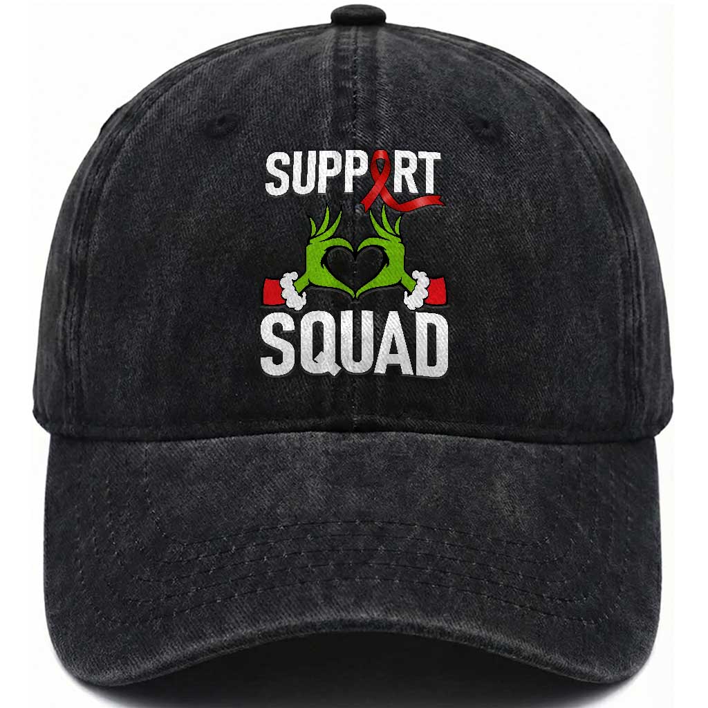 Red Ribbon AIDS Awareness Washed Cotton Baseball Cap Elf Hand Christmas HIV Support TS14 Washed Cap Universal Fit Black Print Your Wear