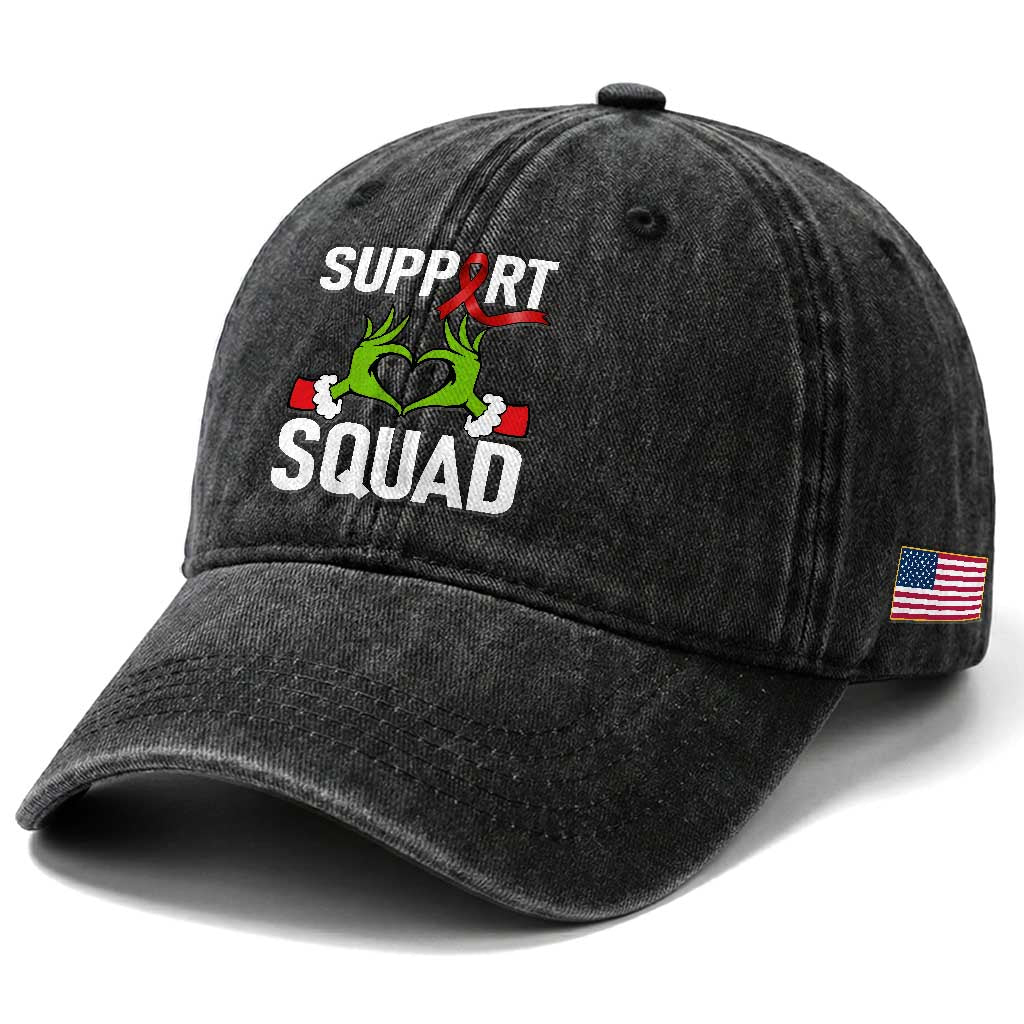 Red Ribbon AIDS Awareness Washed Cotton Baseball Cap Elf Hand Christmas HIV Support TS14 Print Your Wear