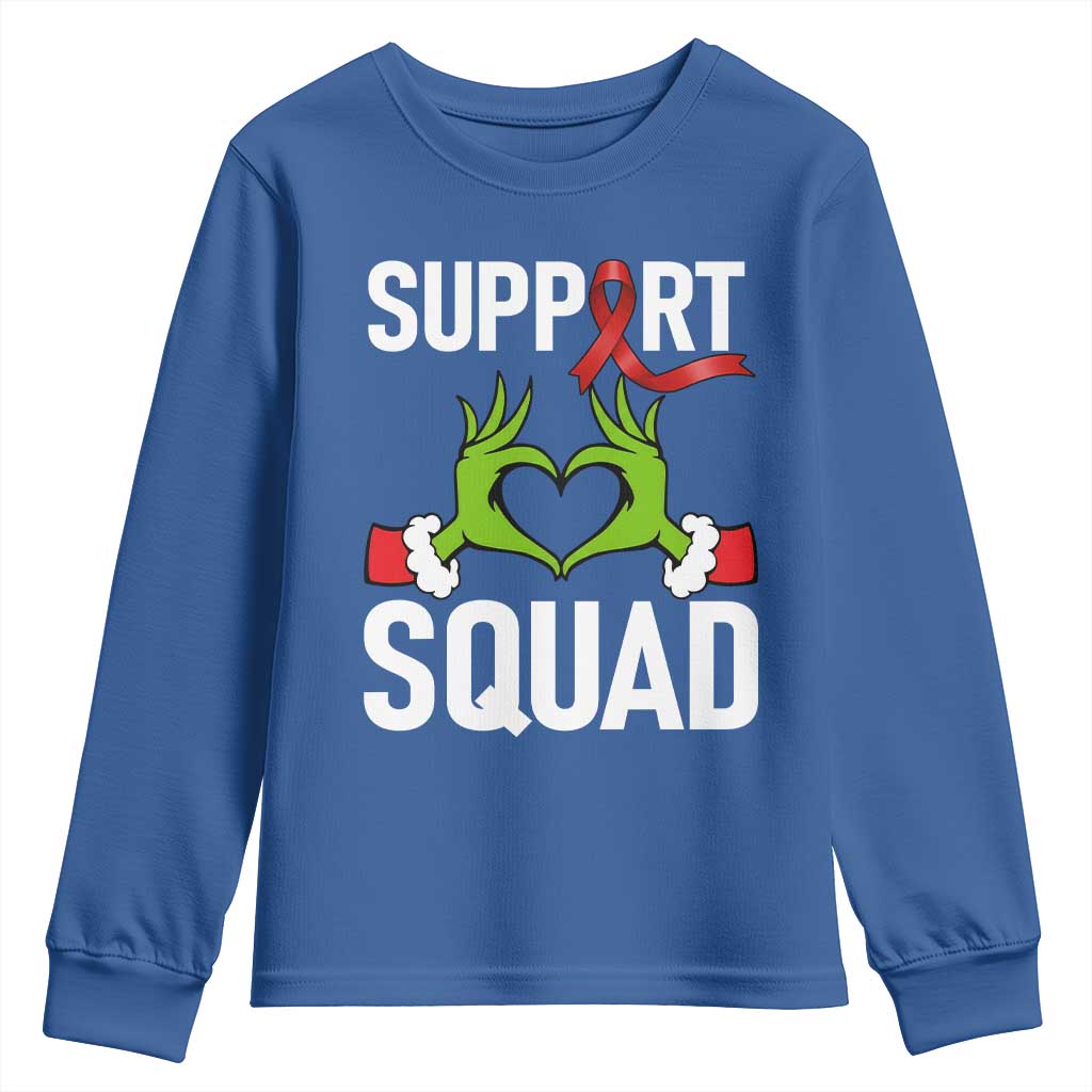 Red Ribbon AIDS Awareness Youth Sweatshirt Elf Hand Christmas HIV Support TS14 Royal Blue Print Your Wear