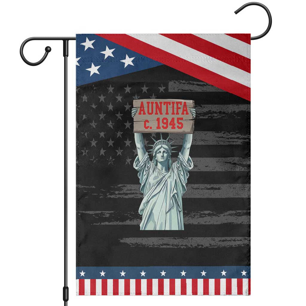 Antifa Fascism Garden Flag Statue of Liberty Anti Fascism Patriotic TS14 Distressed Black Blue Print Your Wear